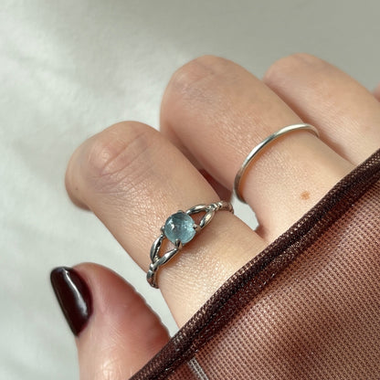 [ aqua kyanite ] spring ring silver