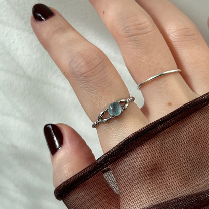 [ aqua kyanite ] spring ring silver