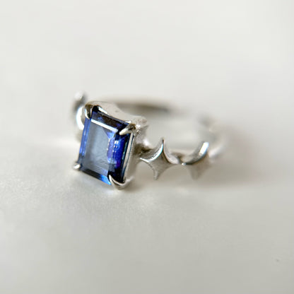 [ blue mystic topaz ] rectangle sparkle silver