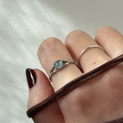 [ aqua kyanite ] spring ring silver