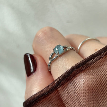 [ aqua kyanite ] spring ring silver