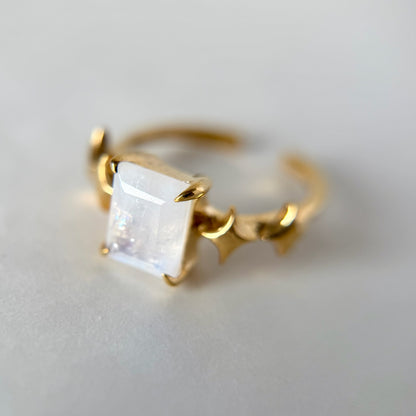 [ moon stone ] rectangle sparkle gold