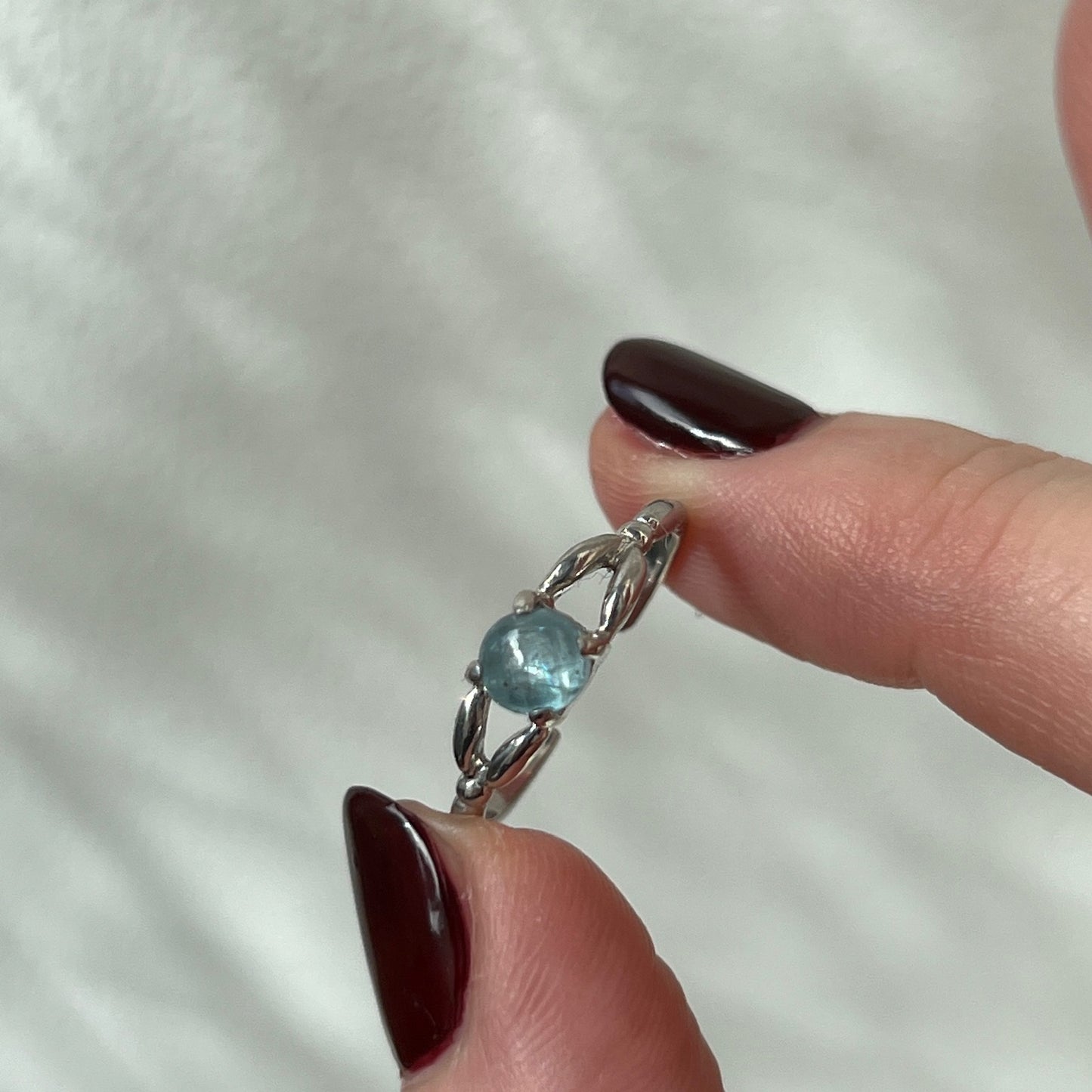 [ aqua kyanite ] spring ring silver
