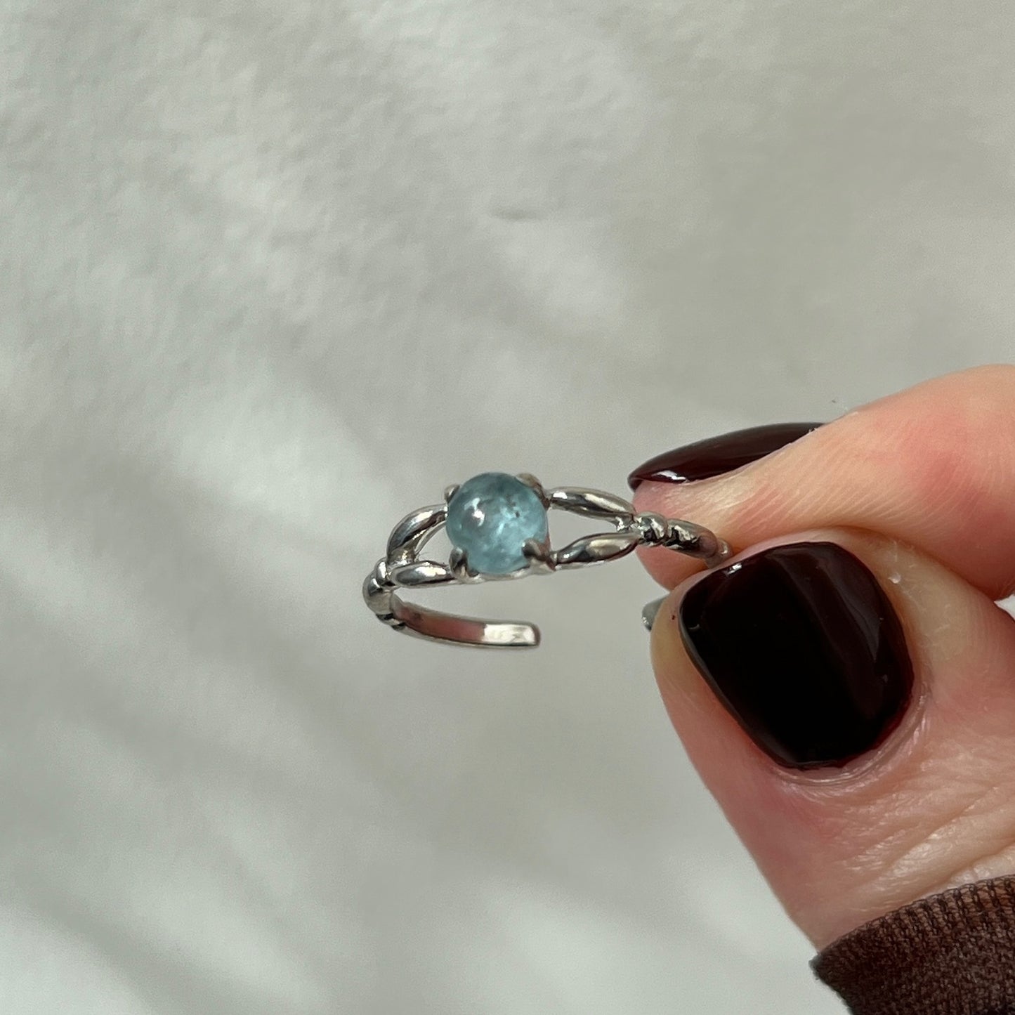 [ aqua kyanite ] spring ring silver