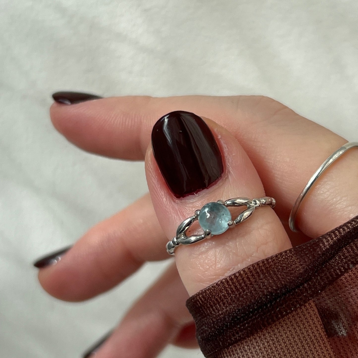 [ aqua kyanite ] spring ring silver