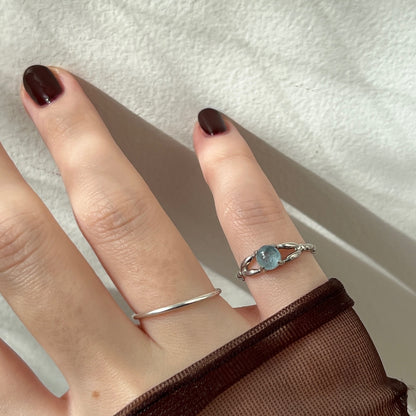[ aqua kyanite ] spring ring silver