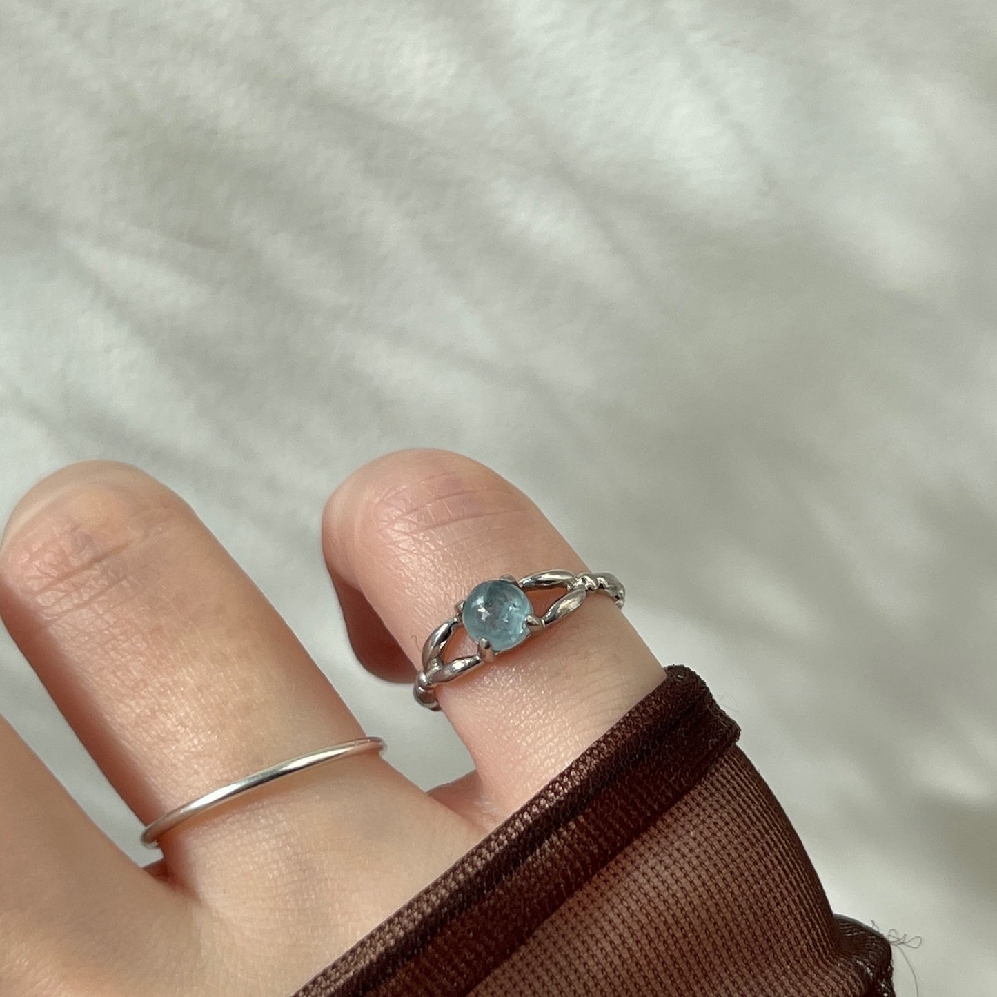 [ aqua kyanite ] spring ring silver