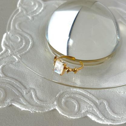 [ moon stone ] rectangle sparkle gold