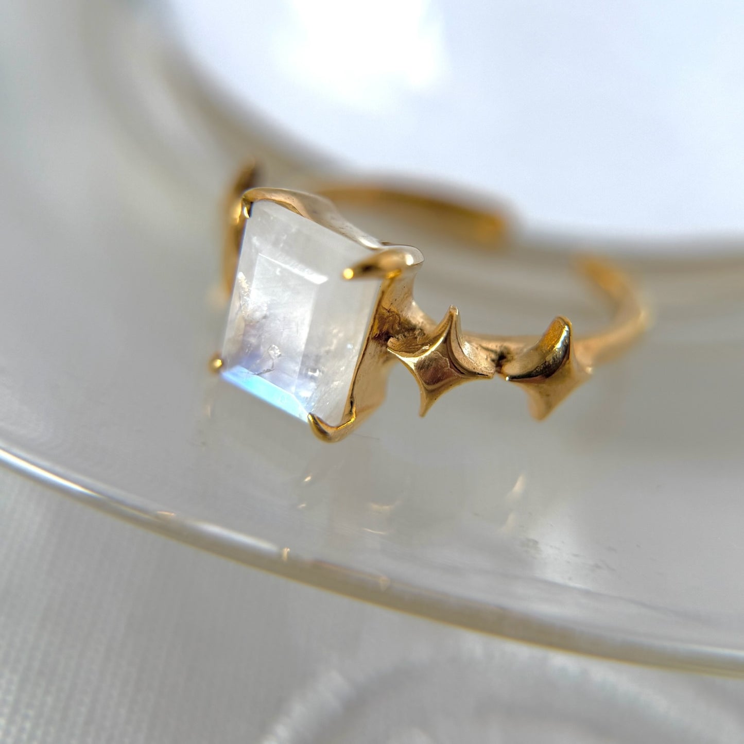 [ moon stone ] rectangle sparkle gold