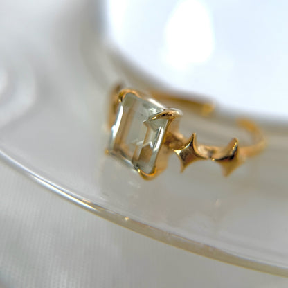 [ green amethyst ] rectangle sparkle gold