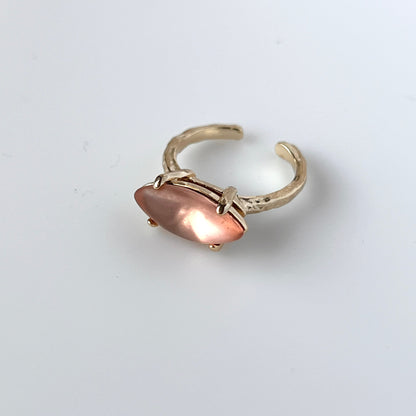【2 rings set】[ pink ] gem MARQUISE gold & [ gold ] ribbon ring