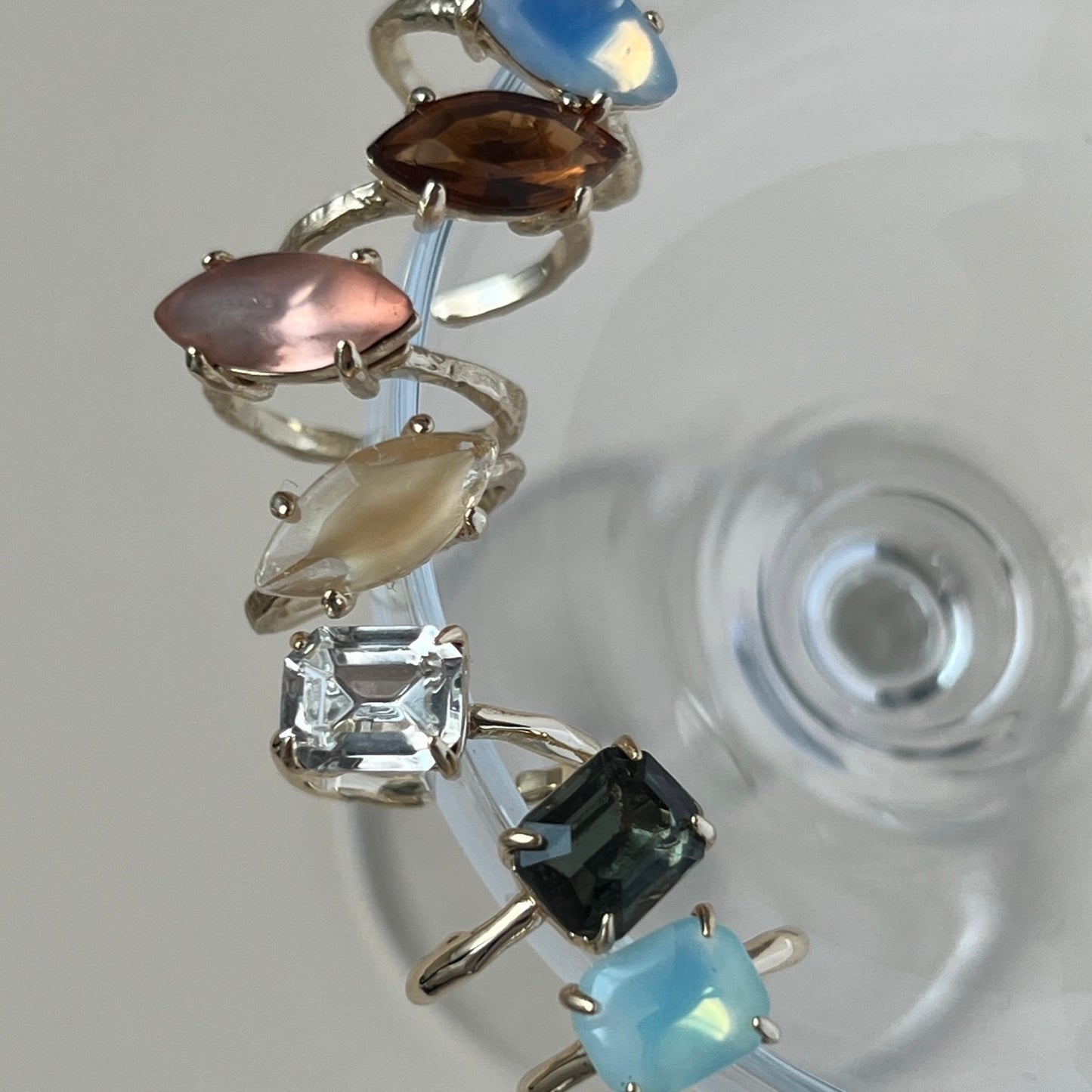 [ light pink ] gem OCTAGON silver [free size]