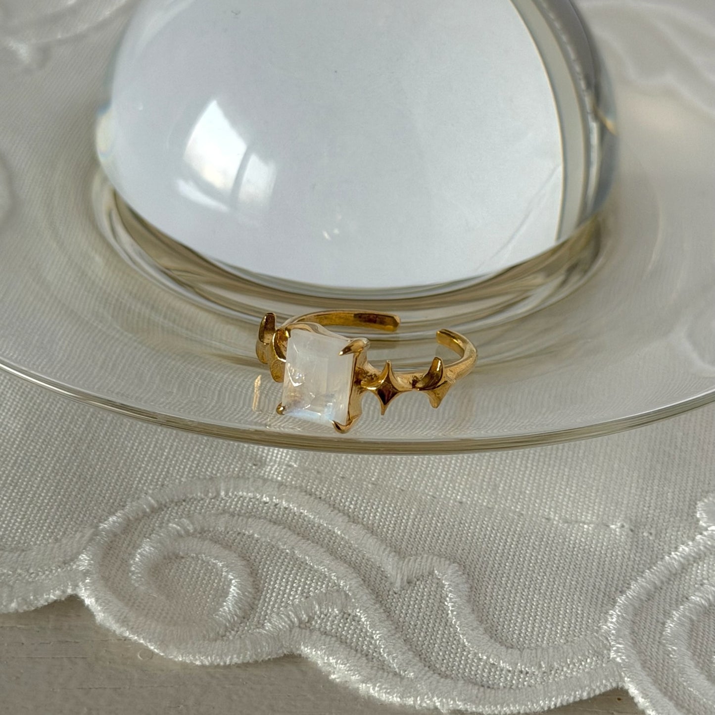 [ moon stone ] rectangle sparkle gold