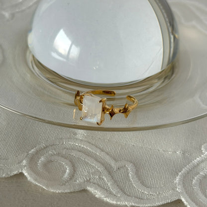 [ moon stone ] rectangle sparkle gold