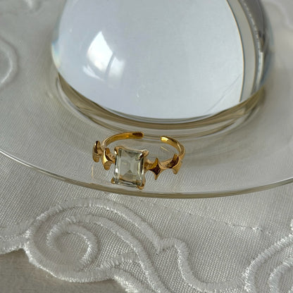 [ green amethyst ] rectangle sparkle gold