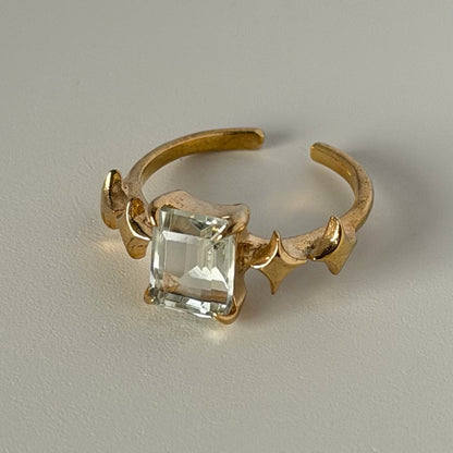 [ green amethyst ] rectangle sparkle gold