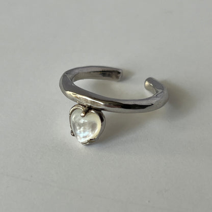 [ white shell ] um heart ring silver [ free size ]