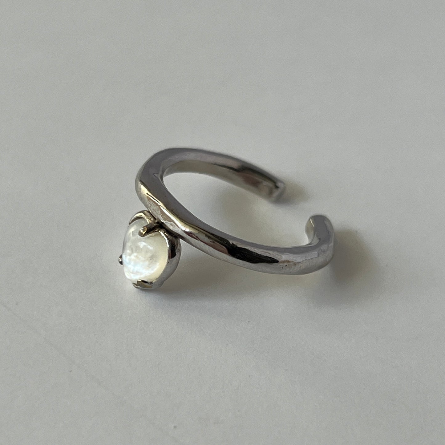 [ white shell ] um heart ring silver [ free size ]