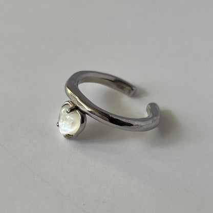 [ white shell ] um heart ring silver [ free size ]