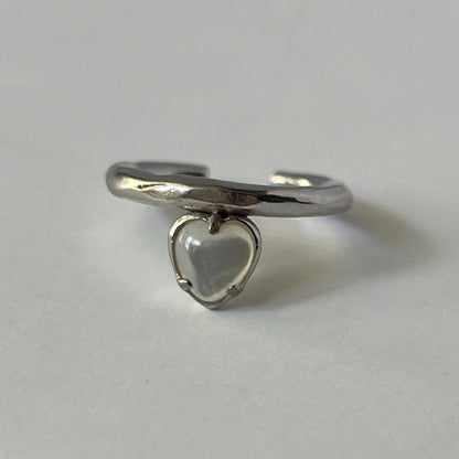 [ white shell ] um heart ring silver [ free size ]