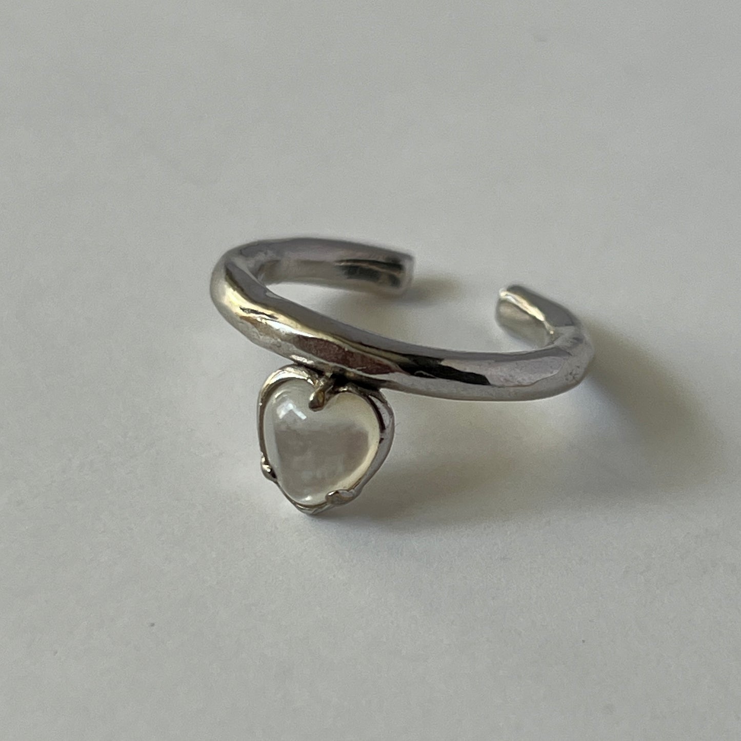 [ white shell ] um heart ring silver [ free size ]