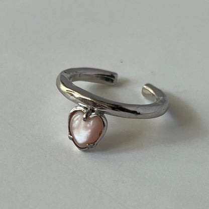 [ pink shell ] um heart ring silver [ free size ]