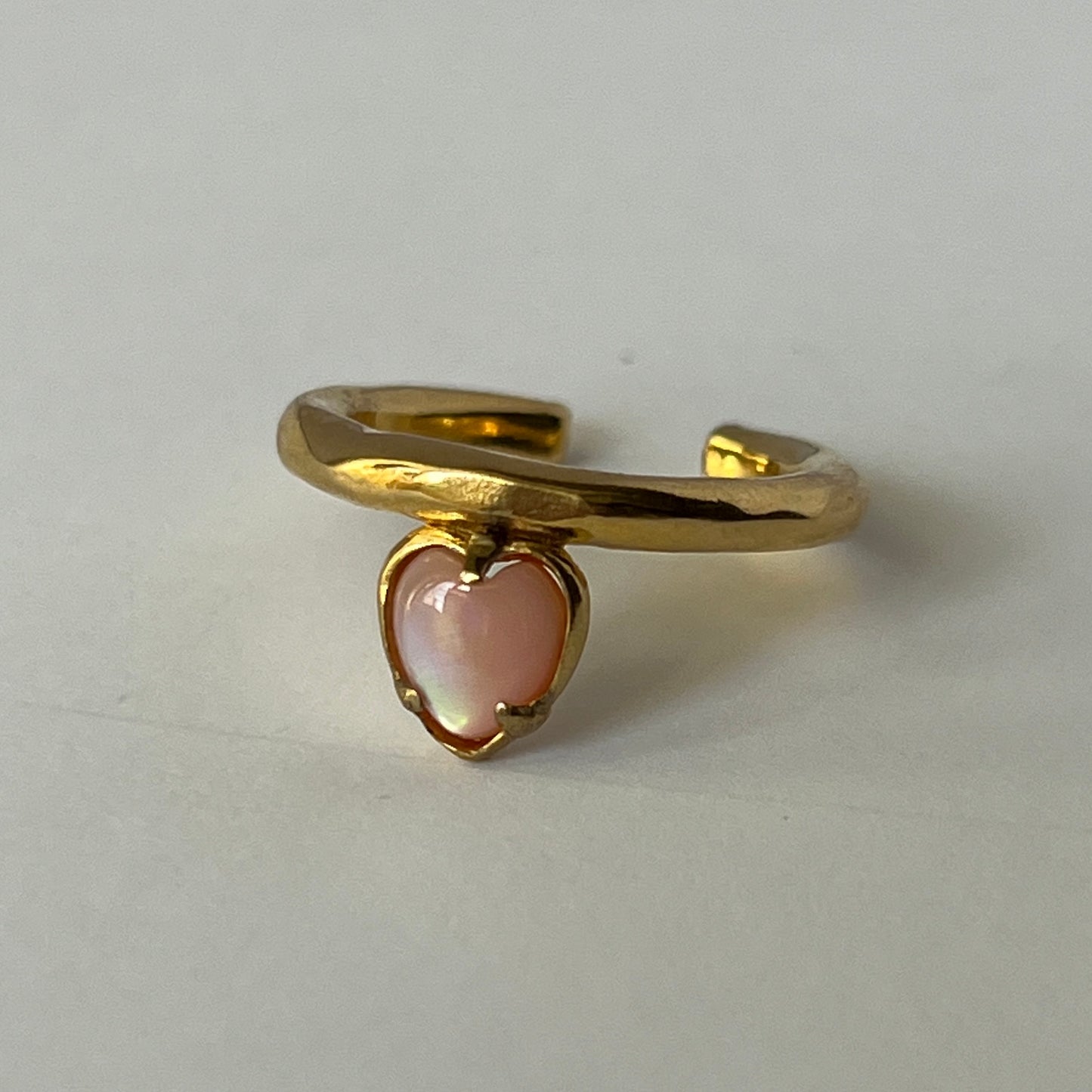 [ pink shell ] um heart ring gold
