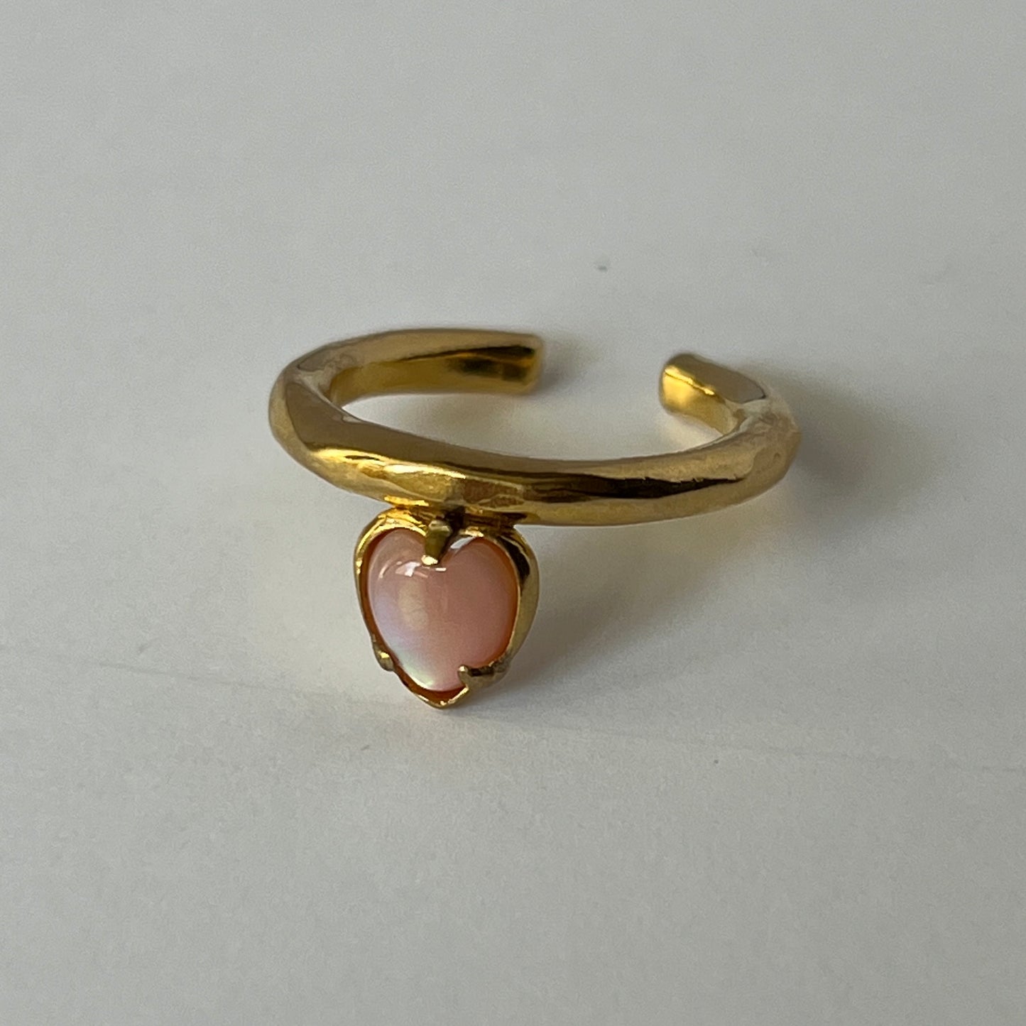 [ pink shell ] um heart ring gold