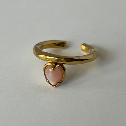 [ pink shell ] um heart ring gold