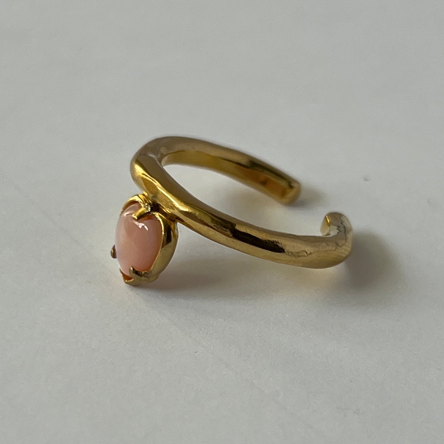 [ pink shell ] um heart ring gold