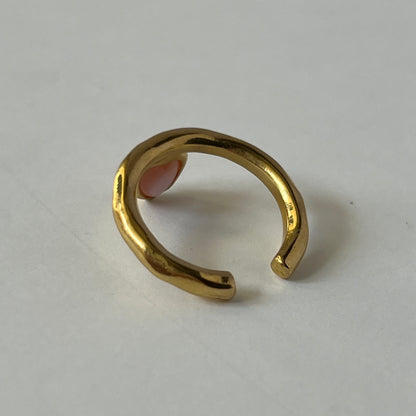 [ pink shell ] um heart ring gold