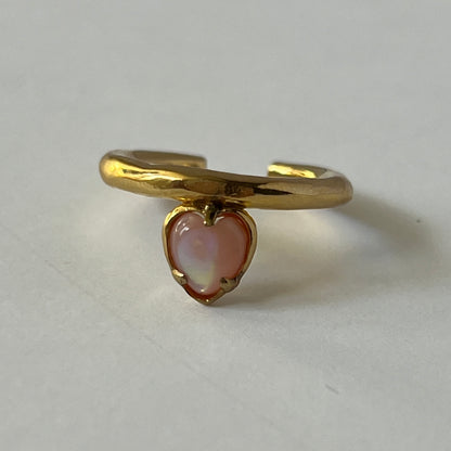 [ pink shell ] um heart ring gold [ free size ]