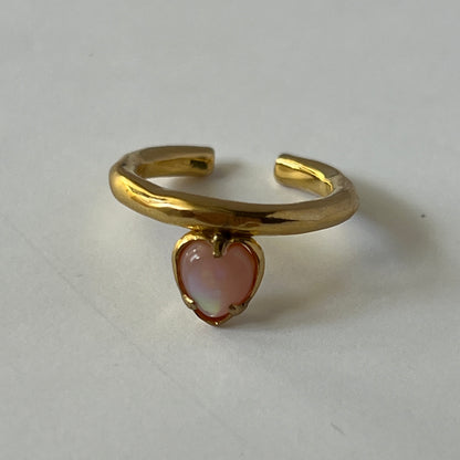 [ pink shell ] um heart ring gold