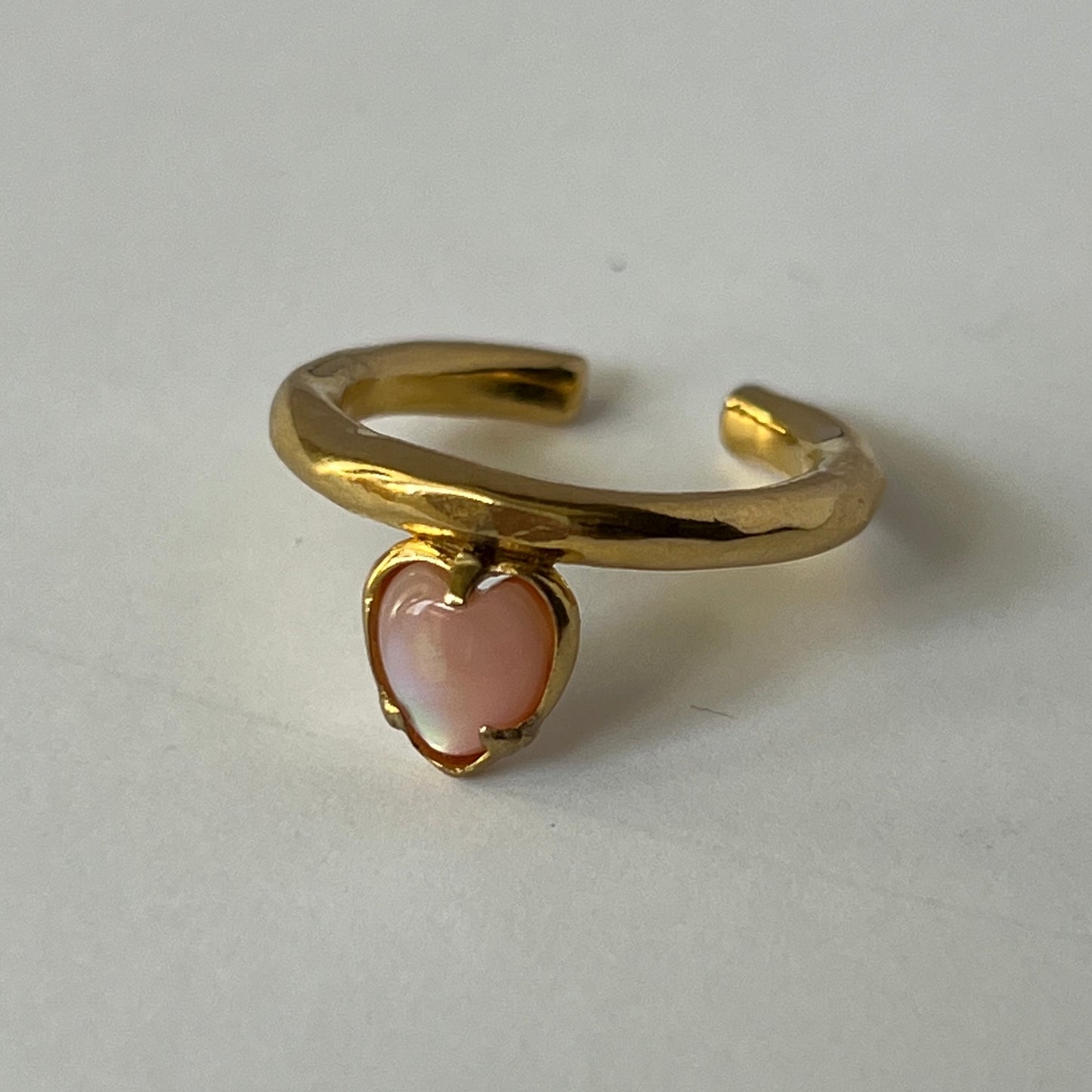 [ pink shell ] um heart ring gold