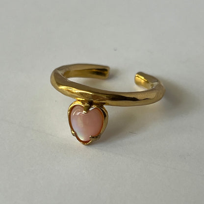 [ pink shell ] um heart ring gold