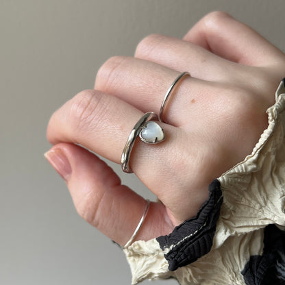 [ white shell ] um heart ring silver [ free size ]