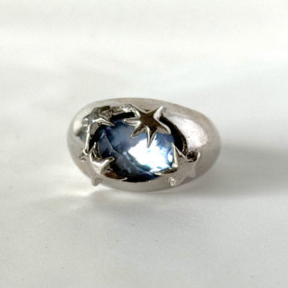 [ lapis lazuli quartz triplet ] twinkle ring silver