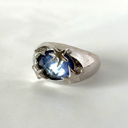 [ lapis lazuli quartz triplet ] twinkle ring silver