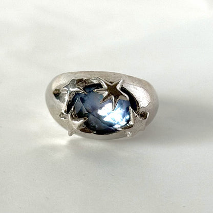 [ lapis lazuli quartz triplet ] twinkle ring silver