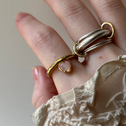 [ pink shell ] um heart ring gold