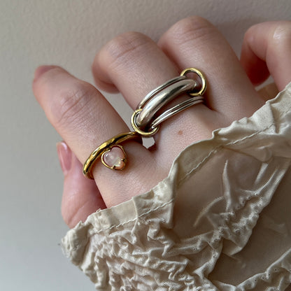 [ pink shell ] um heart ring gold