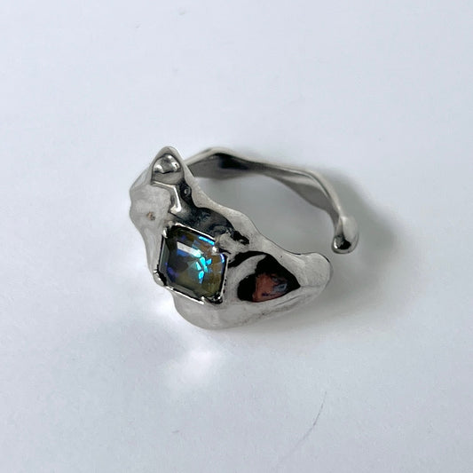 [ army green delight ]  melt ring  silver