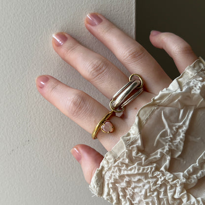 [ pink shell ] um heart ring gold