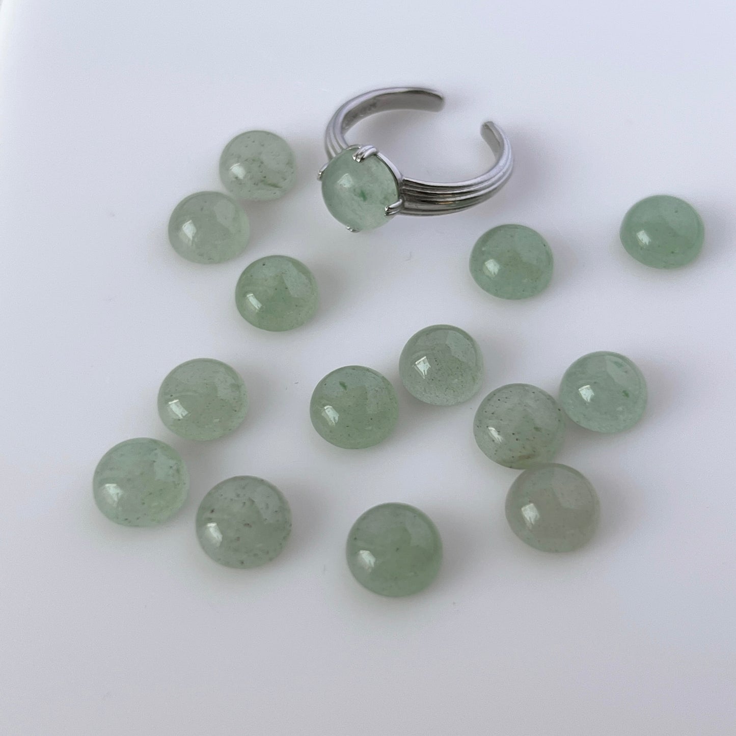 [ green aventurine ] croissant silver