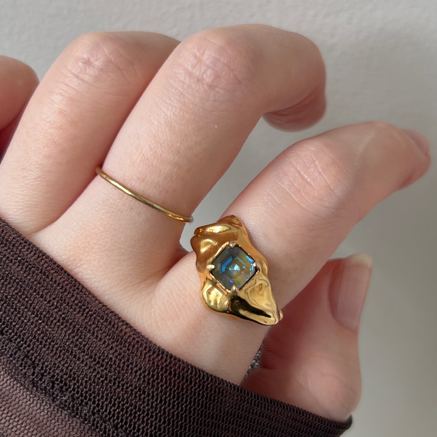 [ army green delight ]  melt ring  gold
