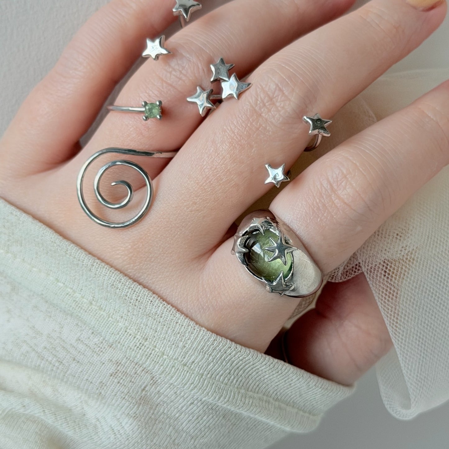 [ light green ] twinkle ring silver