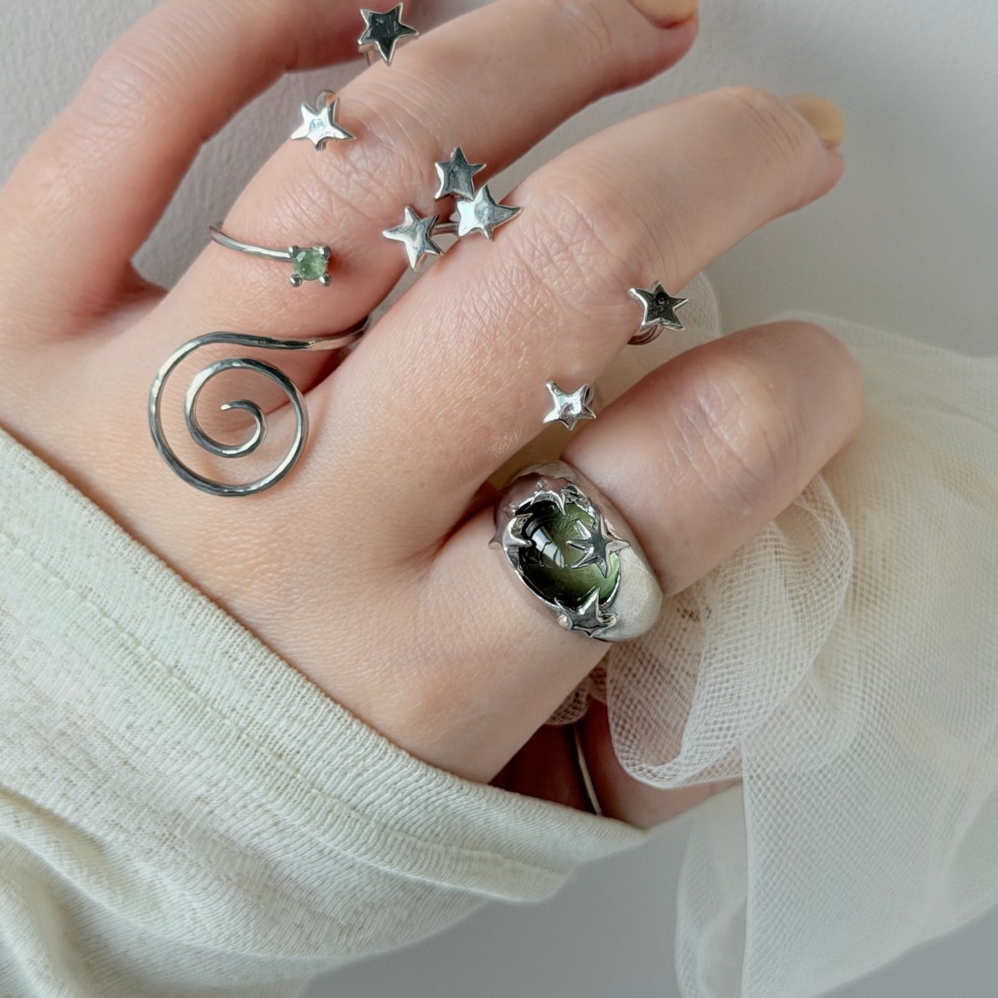[ light green ] twinkle ring silver