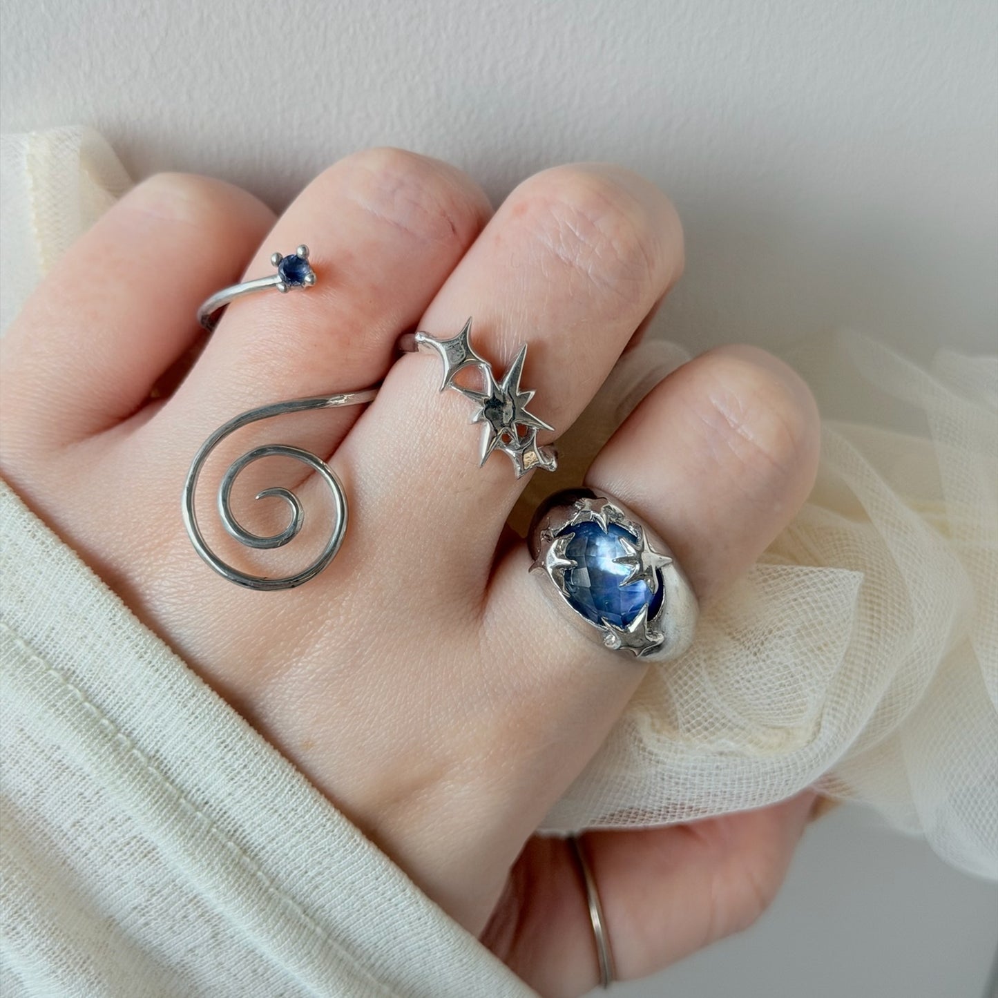 [ lapis lazuli quartz triplet ] twinkle ring silver
