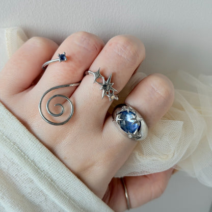 [ lapis lazuli quartz triplet ] twinkle ring silver