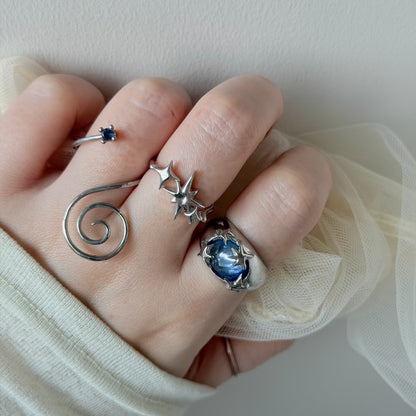 [ lapis lazuli quartz triplet ] twinkle ring silver